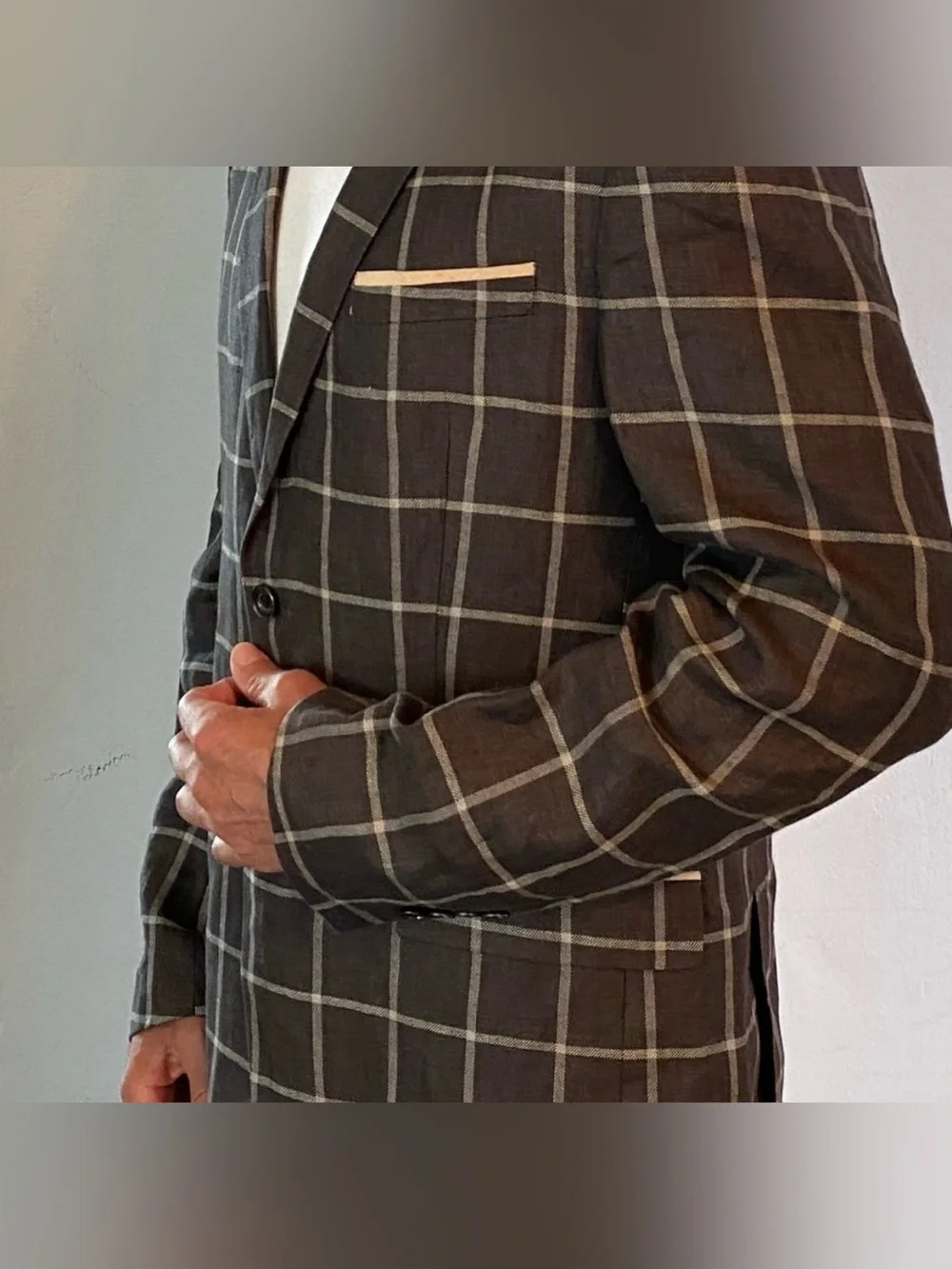 🪶 TALLIA Checked Gray Windowpane Men's Blazer 🪶
